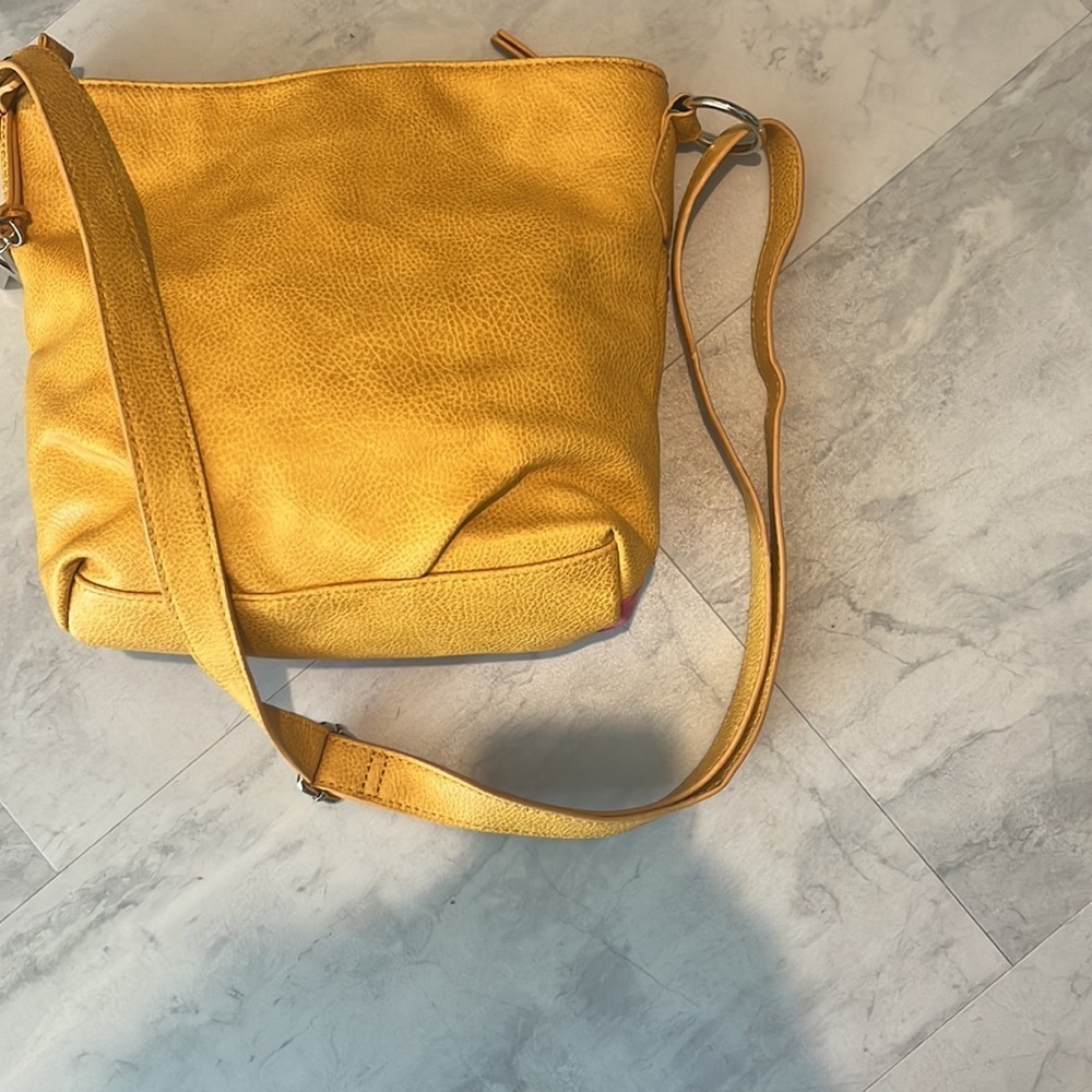 Kenzie  Crossbody or shoulder Bag  Bright pink, orange, goldenrod  10hx 12w x 3d - Picture 11 of 16